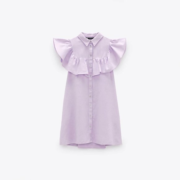 🪻Host Pick🪻 NWT ZARA Lilac Ruffled A-Line Mini Dress – XL - Picture 6 of 10
